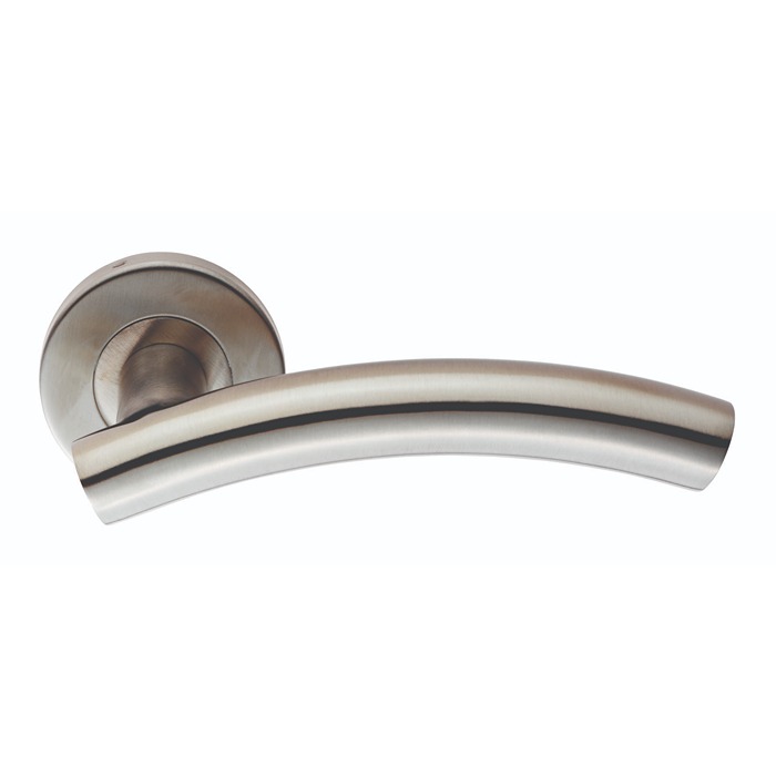 Curved Lever Door Handle on Sprung Rose